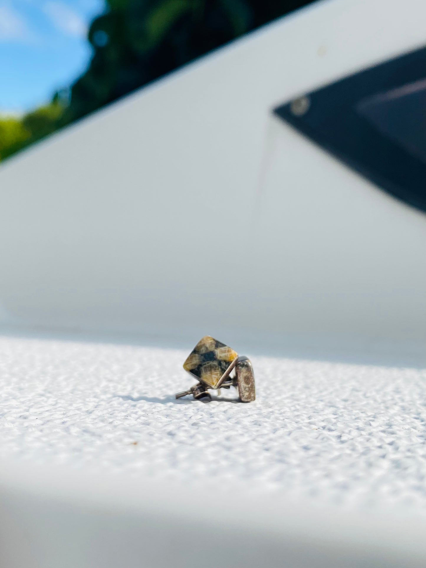 Stone cross stud earrings