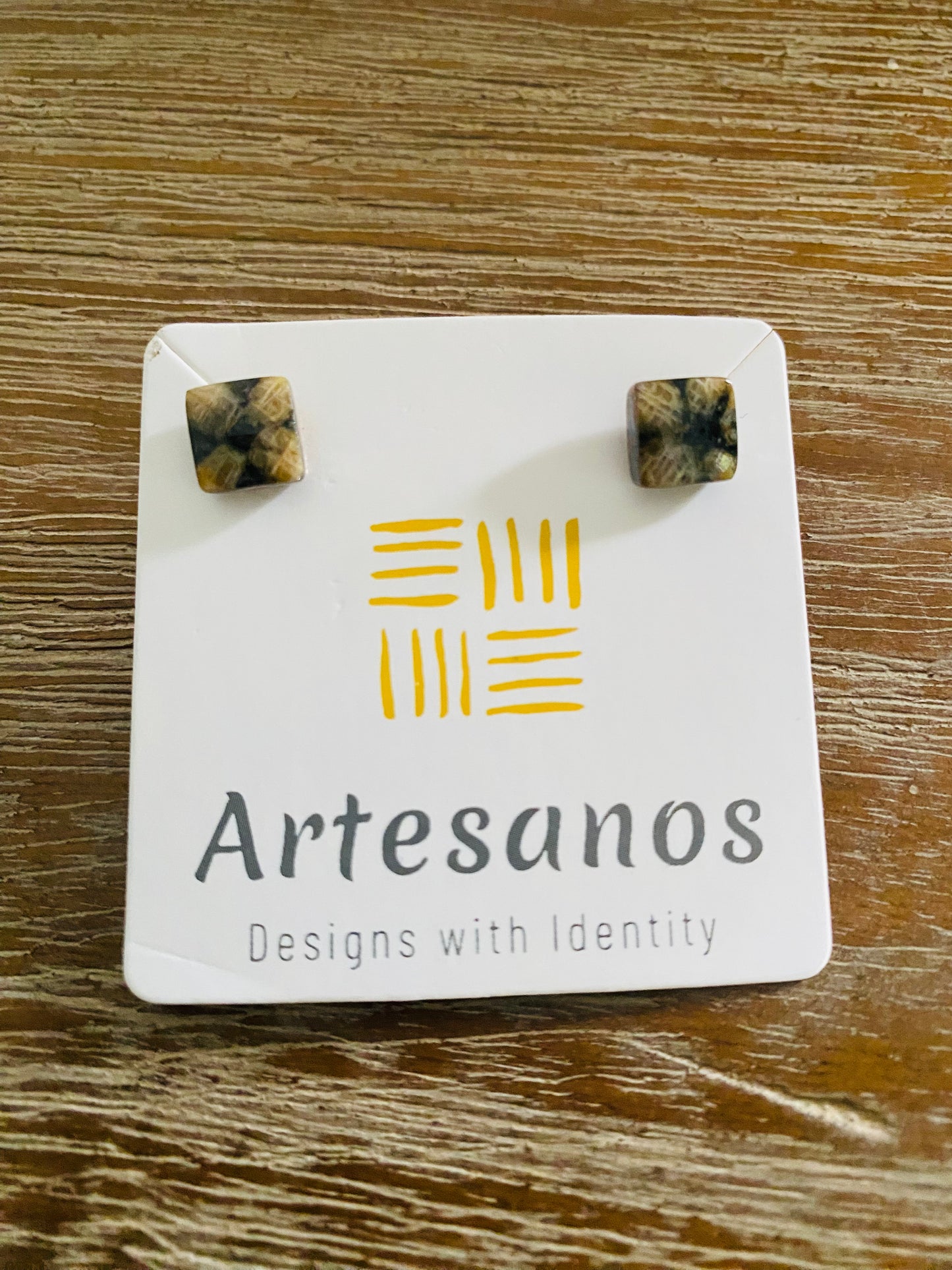 Stone cross stud earrings