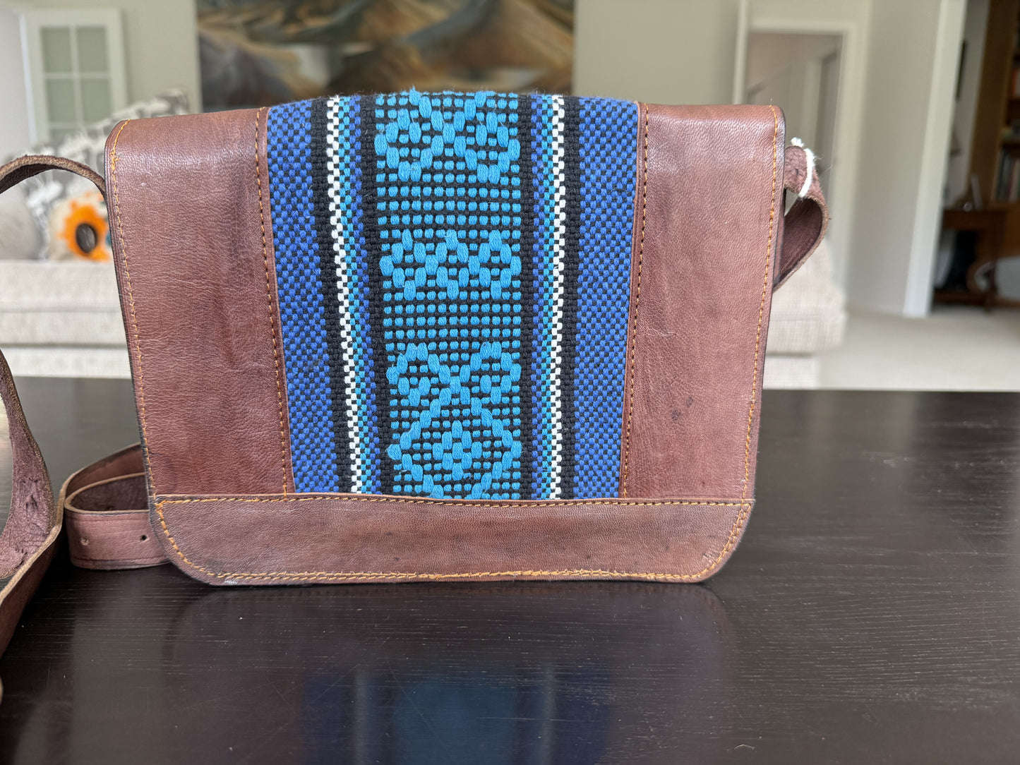 Blue leather bag